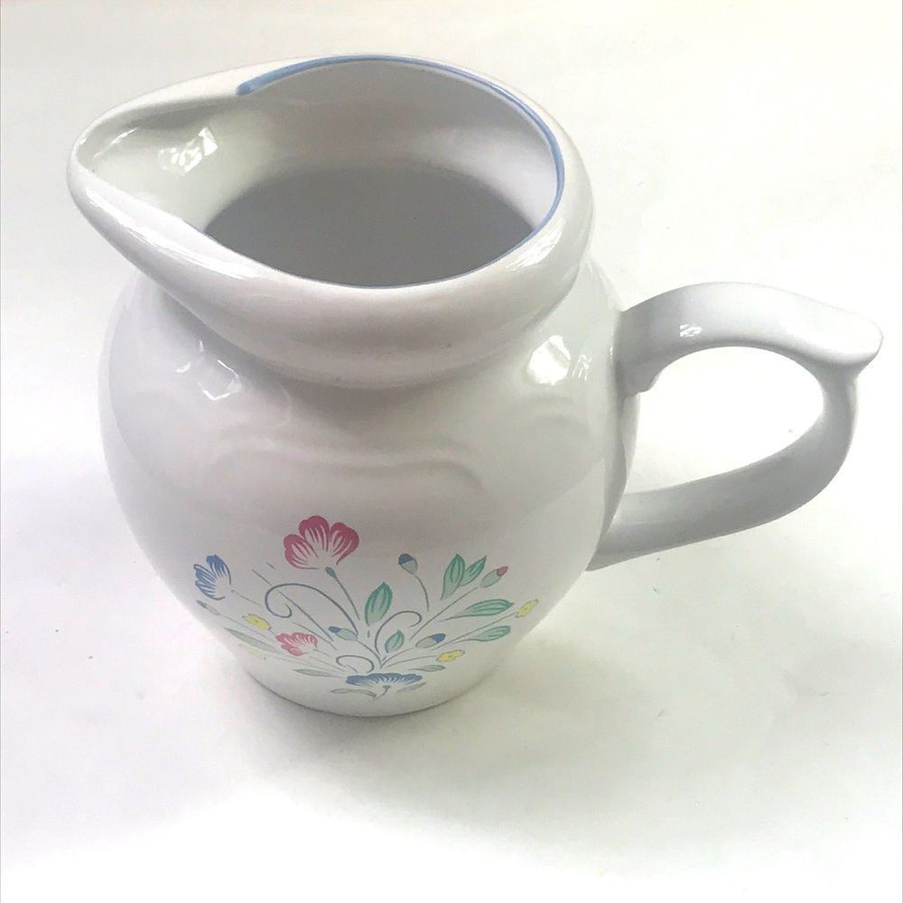 Floral Expressions Stoneware Thailand Pitcher